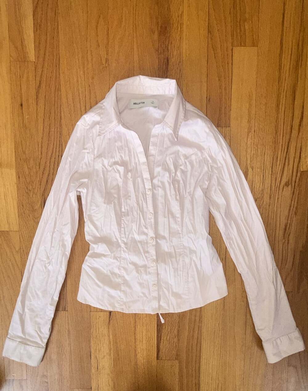 Hollister Co. Light Pink Button-Up Blouse Tie Waste Size XS Preppy Workwear Y2K